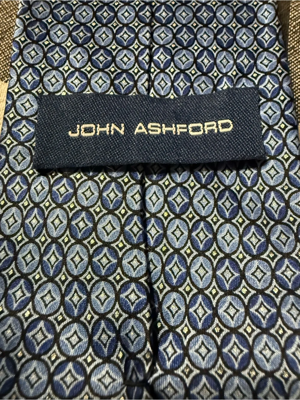 John Ashford Blue Geometric Silk Tie
